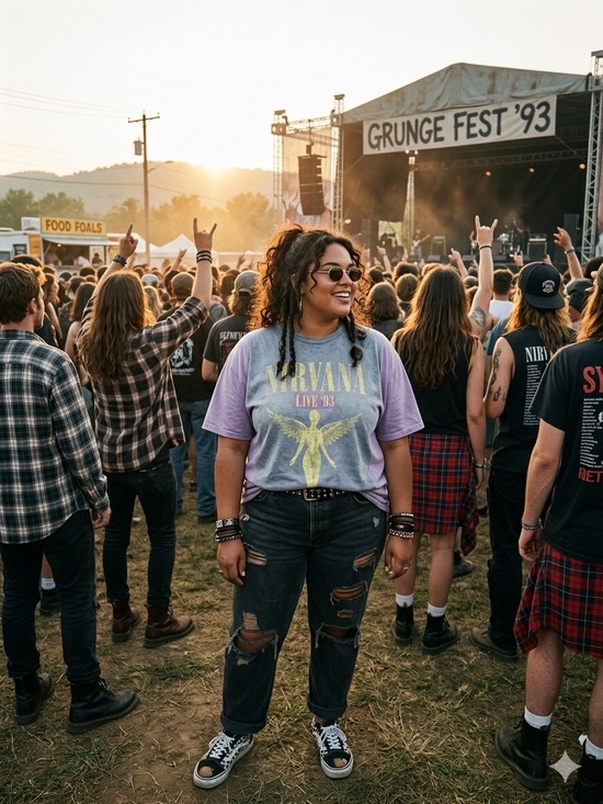 made by Chauntelle Tops - Upcycled Nirvana Colorblock Tee